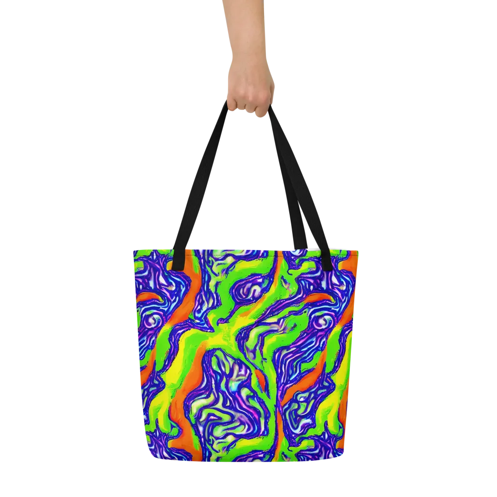 Psychic Marbling on Large Tote Bag W/ Pocket — Front