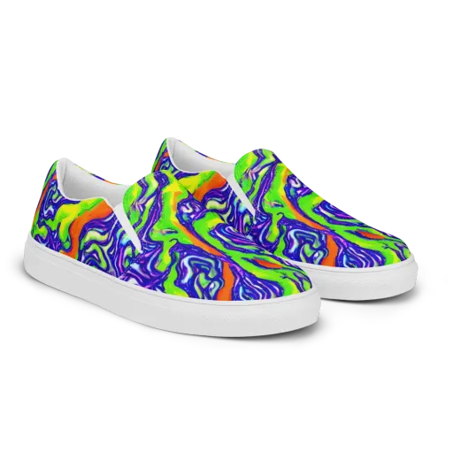 Psychic Marbling on a Women's Slip-On Canvas Shoes
