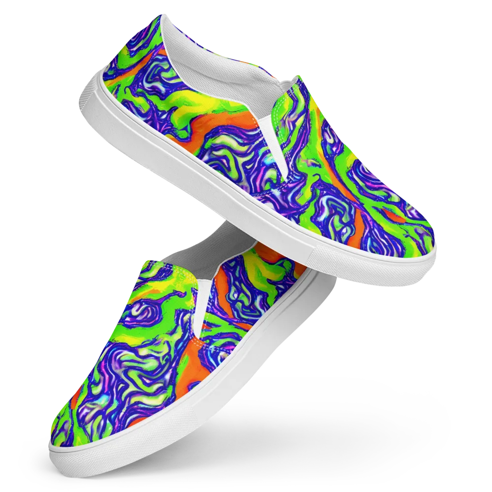 Psychic Marbling on Women's Slip-On Canvas Shoes — Front