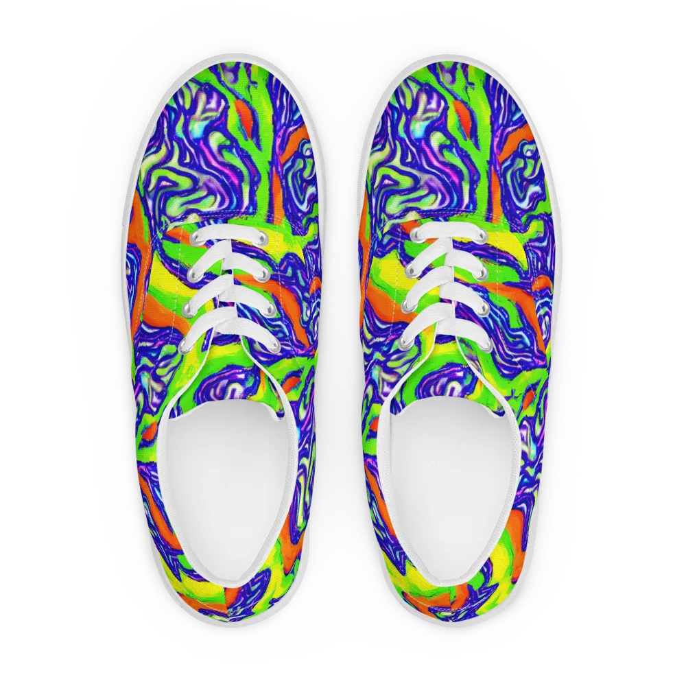 Psychic Marbling on Men's Lace-Up Canvas Shoes — Front