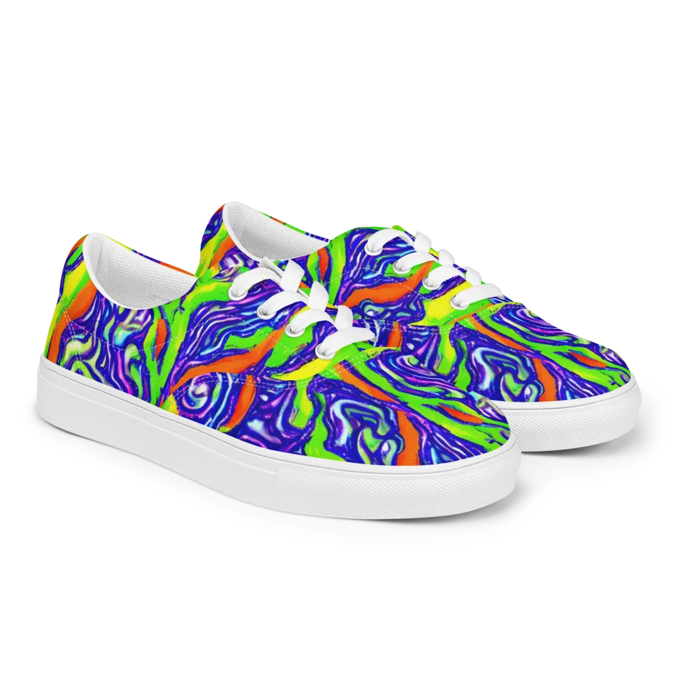 Psychic Marbling on Men's Lace-Up Canvas Shoes — Right Front