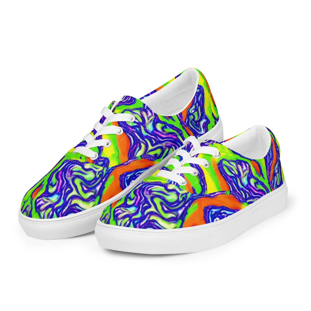Psychic Marbling on Men's Lace-Up Canvas Shoes — Left Front