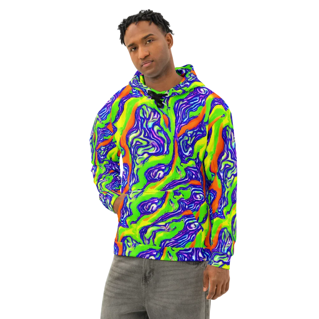 Psychic Marbling on Cotton Hoodie — Left Front