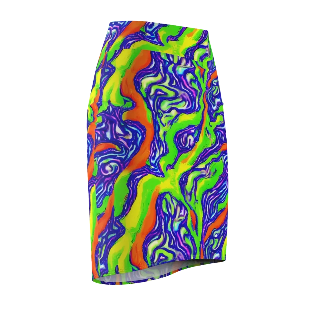 Psychic Marbling on Pencil Skirt — Front Side