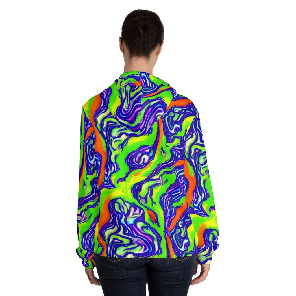 Psychic Marbling on Women's Full-Zip Hoodie — Back On Person