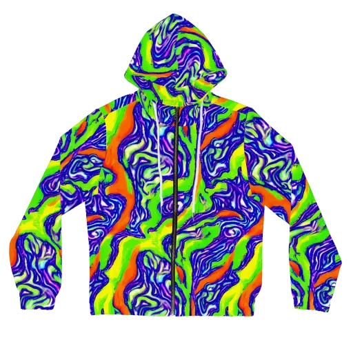 Psychic Marbling on a Women's Full-Zip Hoodie