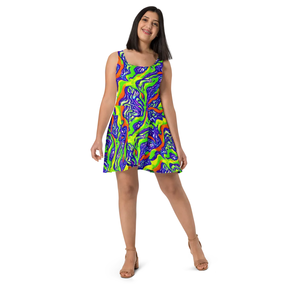 Psychic Marbling on Skater Dress — Front