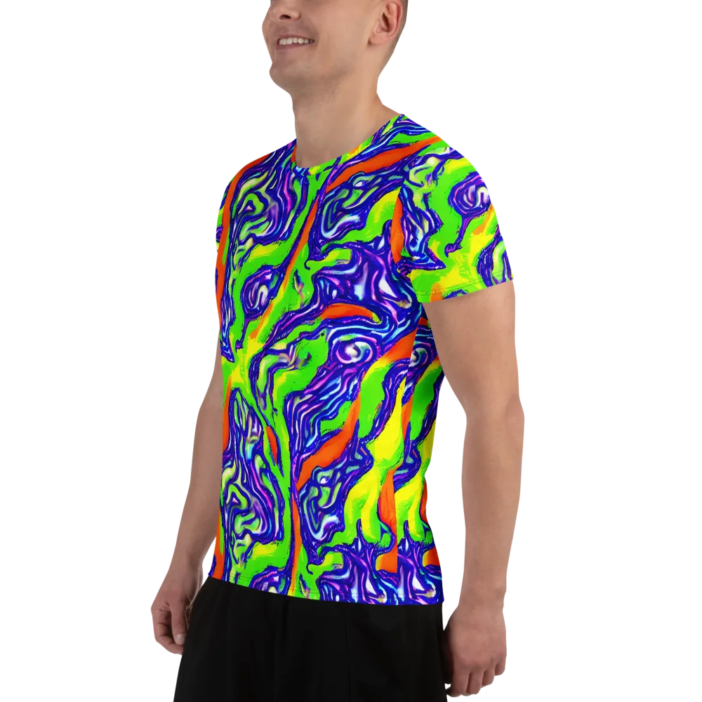 Psychic Marbling on Men's Athletic T-Shirt — Left