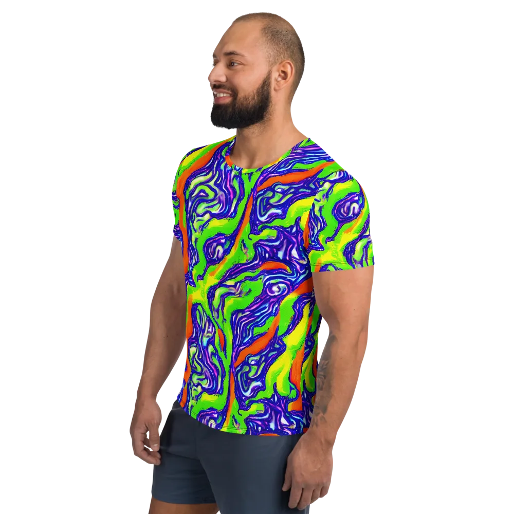 Psychic Marbling on Men's Athletic T-Shirt — Left