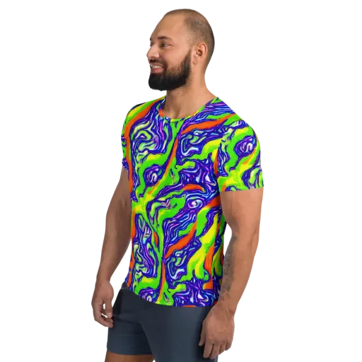 Psychic Marbling on a Men's Athletic T-Shirt
