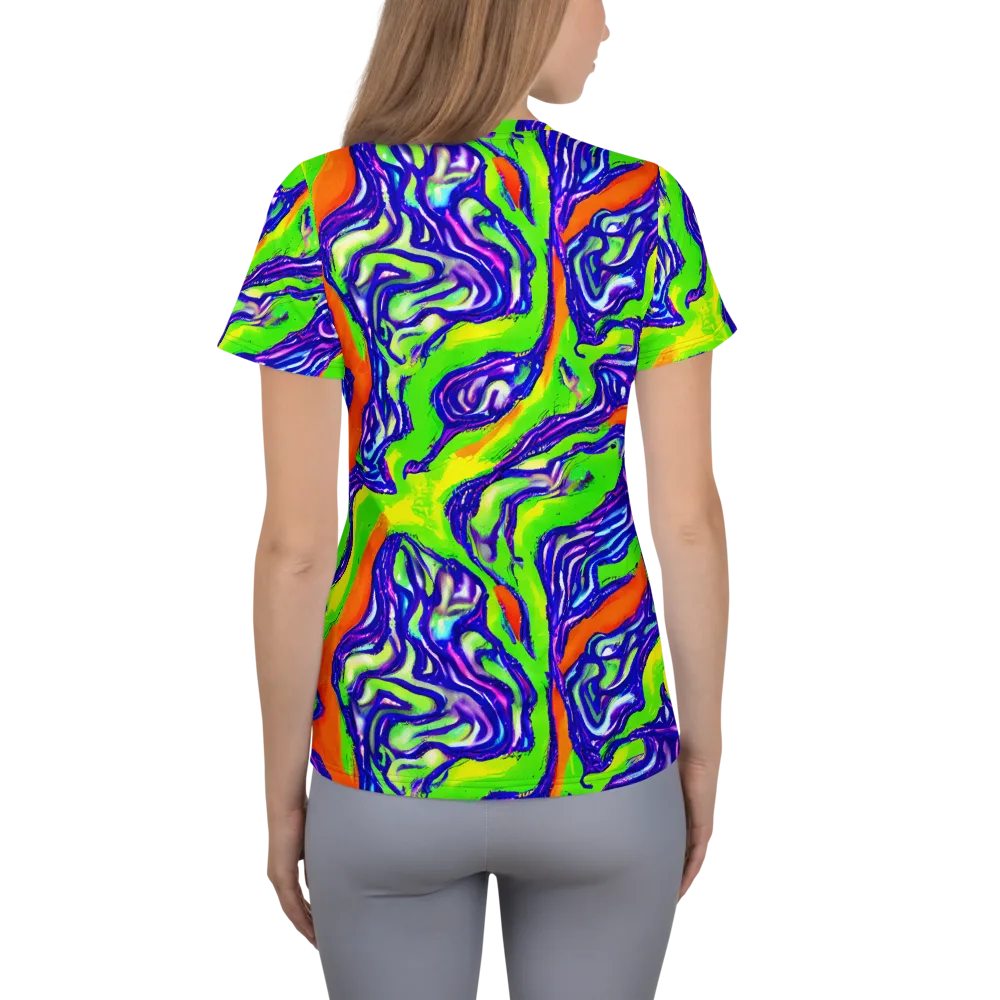Psychic Marbling on Women's Athletic T-Shirt — Back