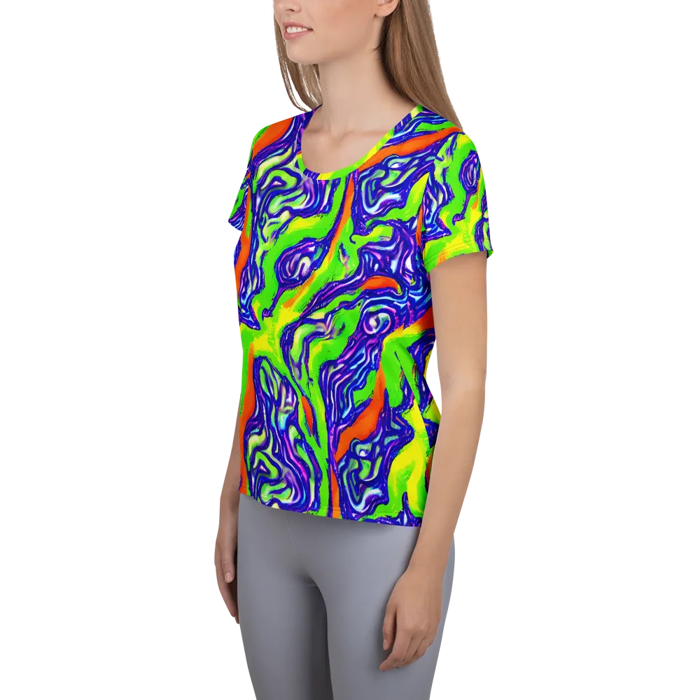 Psychic Marbling on Women's Athletic T-Shirt — Left