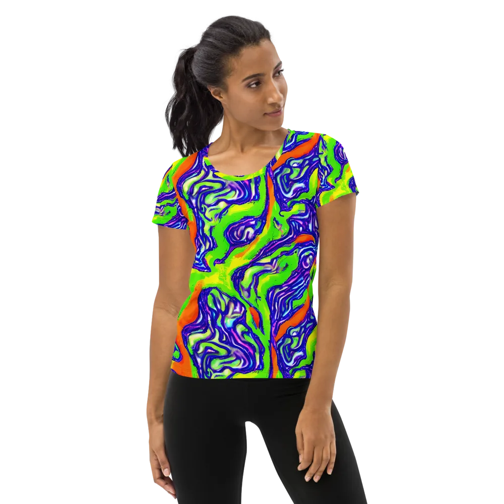 Psychic Marbling on Women's Athletic T-Shirt — Front