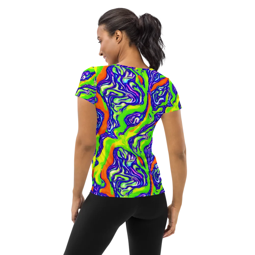 Psychic Marbling on Women's Athletic T-Shirt — Back