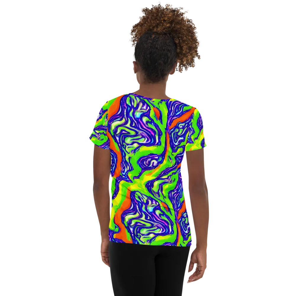 Psychic Marbling on Women's Athletic T-Shirt — Back