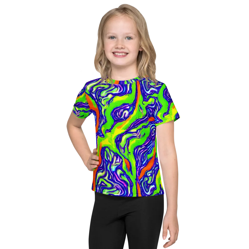 Psychic Marbling on Kids Crew Neck T-Shirt — Front