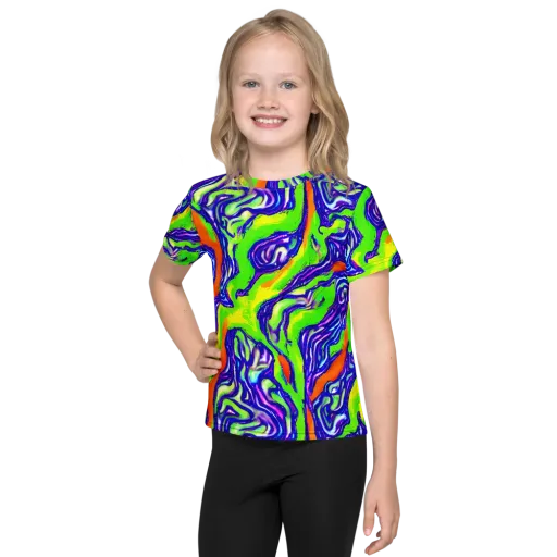 Psychic Marbling on a Kids Crew Neck T-Shirt