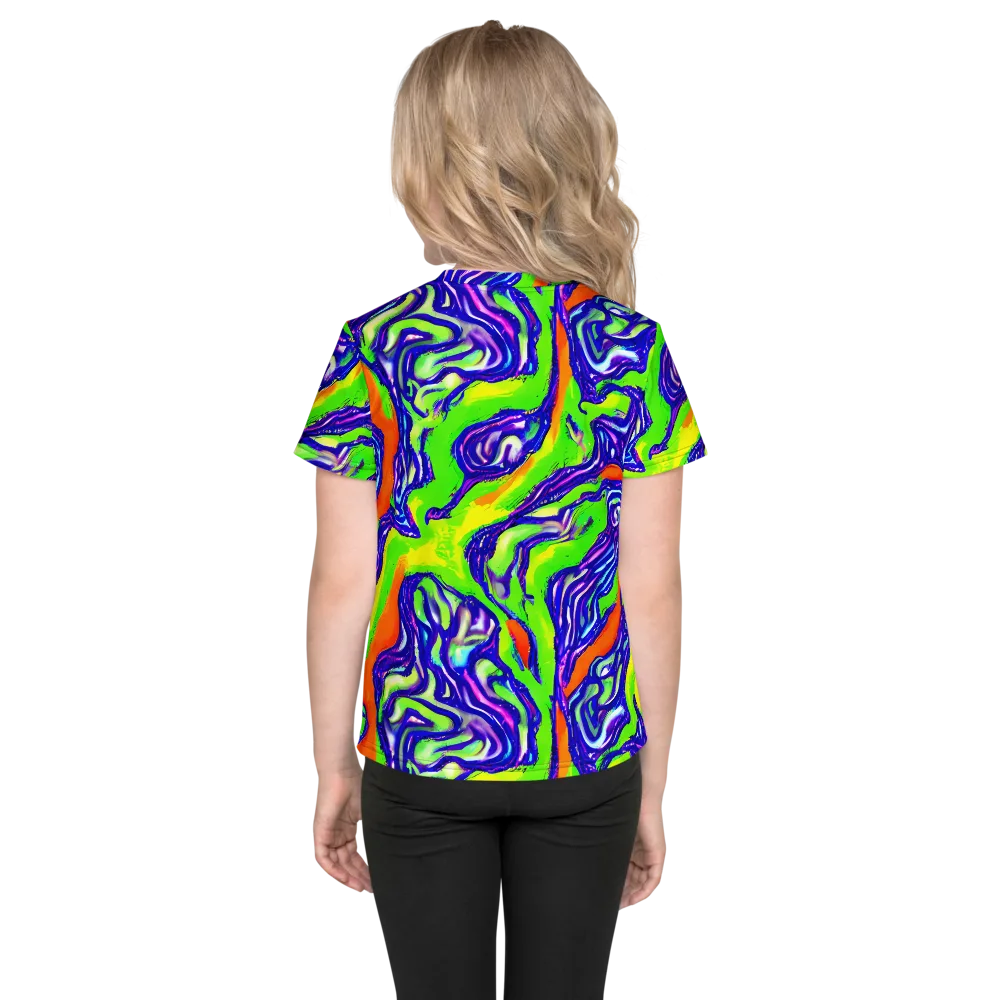 Psychic Marbling on Kids Crew Neck T-Shirt — Back
