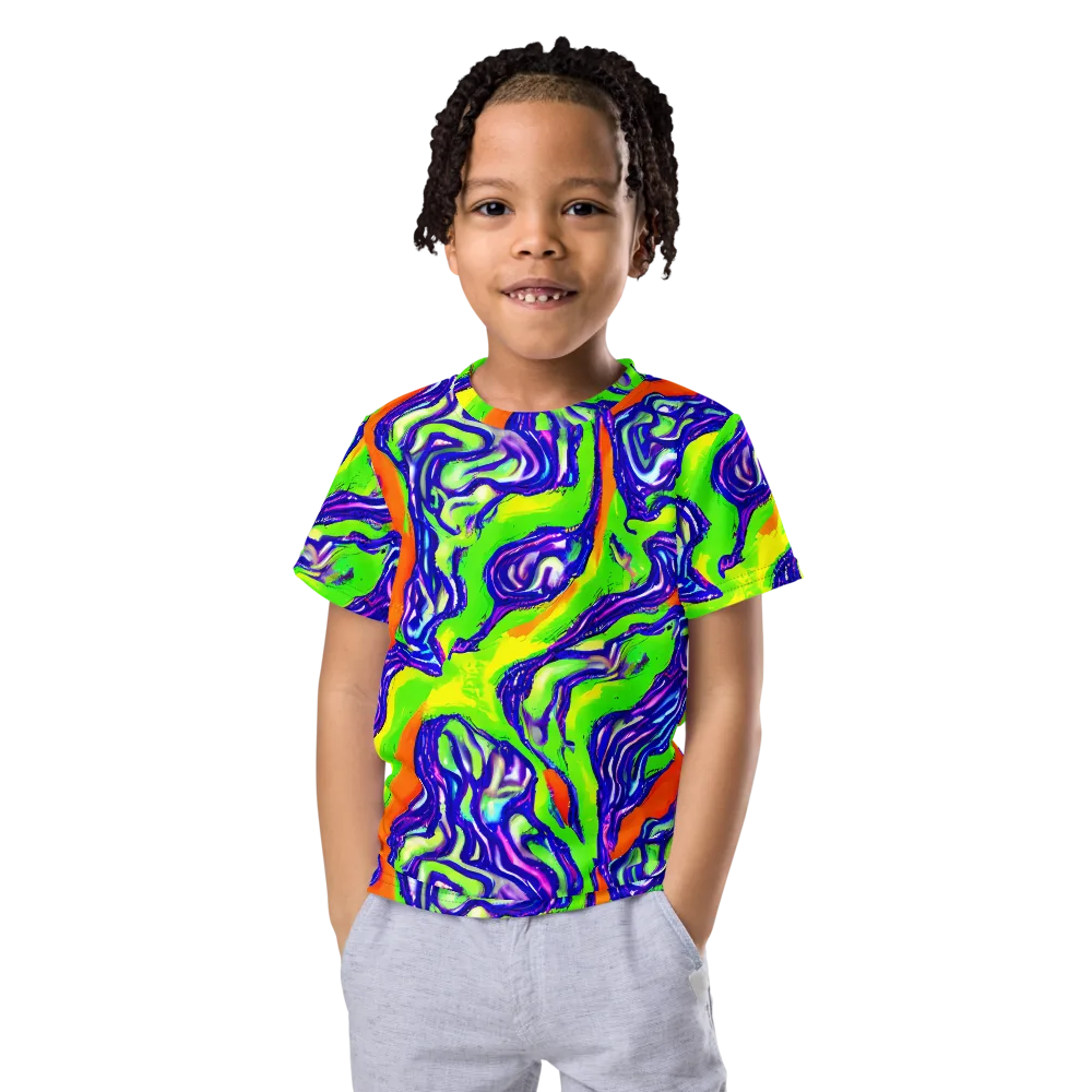 Psychic Marbling on Kids Crew Neck T-Shirt — Front