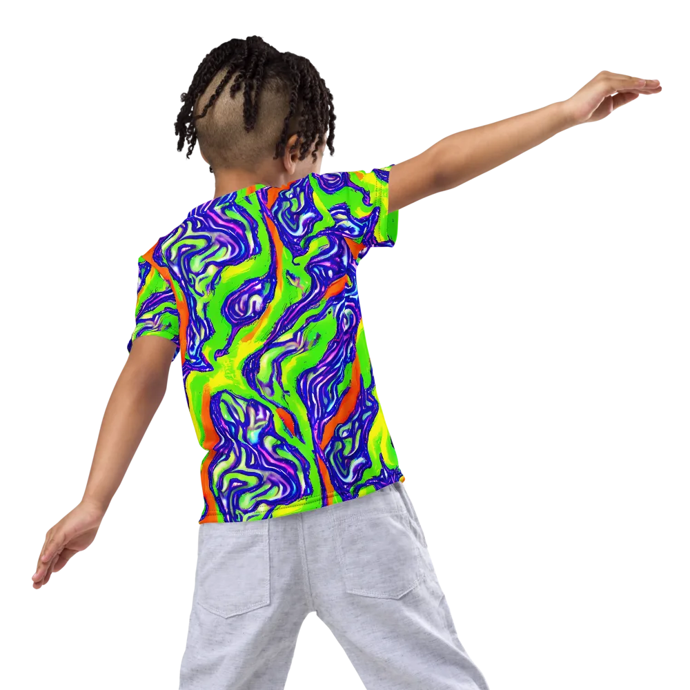 Psychic Marbling on Kids Crew Neck T-Shirt — Back