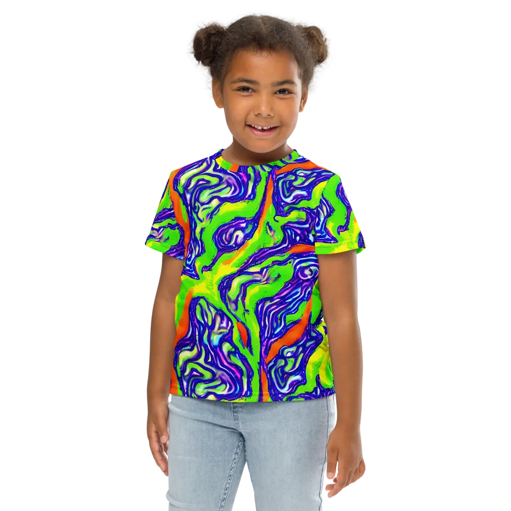 Psychic Marbling on Kids Crew Neck T-Shirt — Front