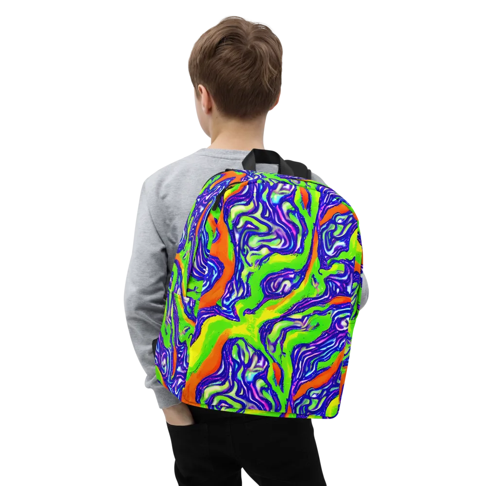 Psychic Marbling on Minimalist Backpack — Zoomed-in