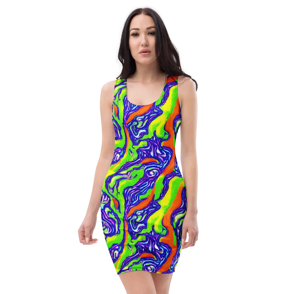 Psychic Marbling on Bodycon Dress — Front
