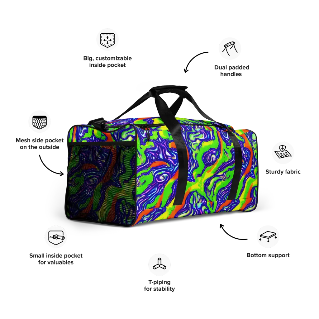 Psychic Marbling on Duffle Bag — Right Front