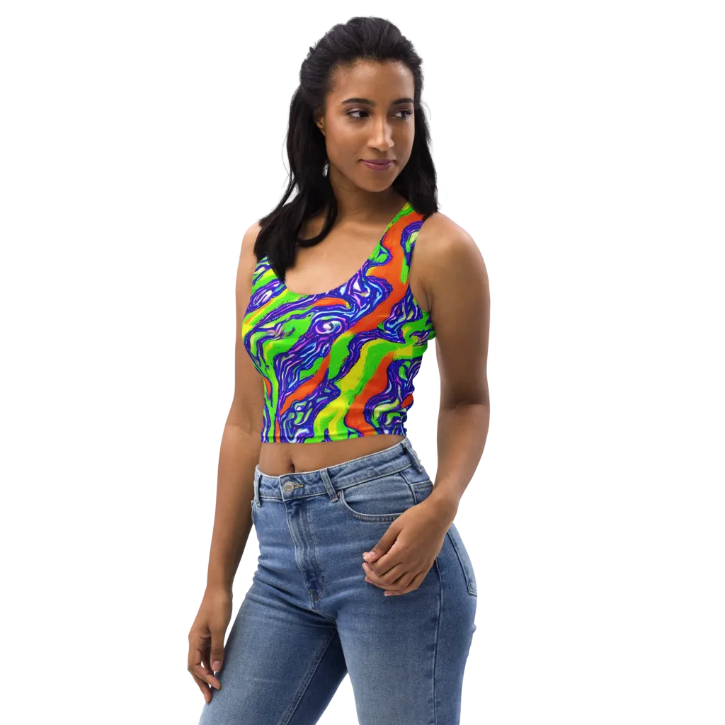 Psychic Marbling on Crop Top — Left Front
