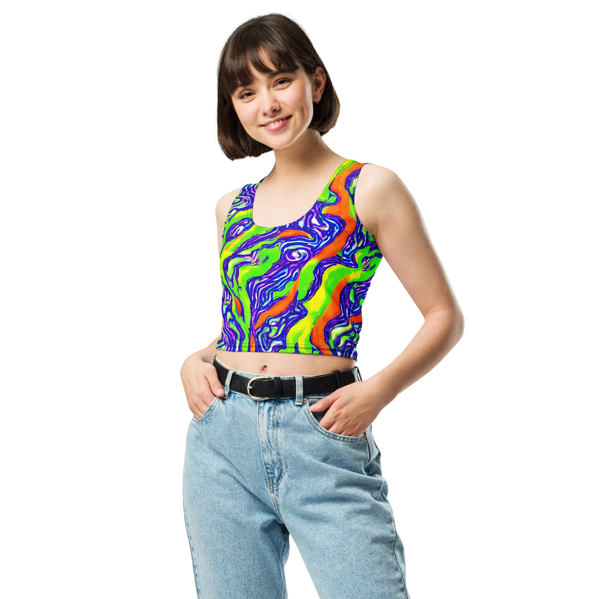 Psychic Marbling on Crop Top — Front