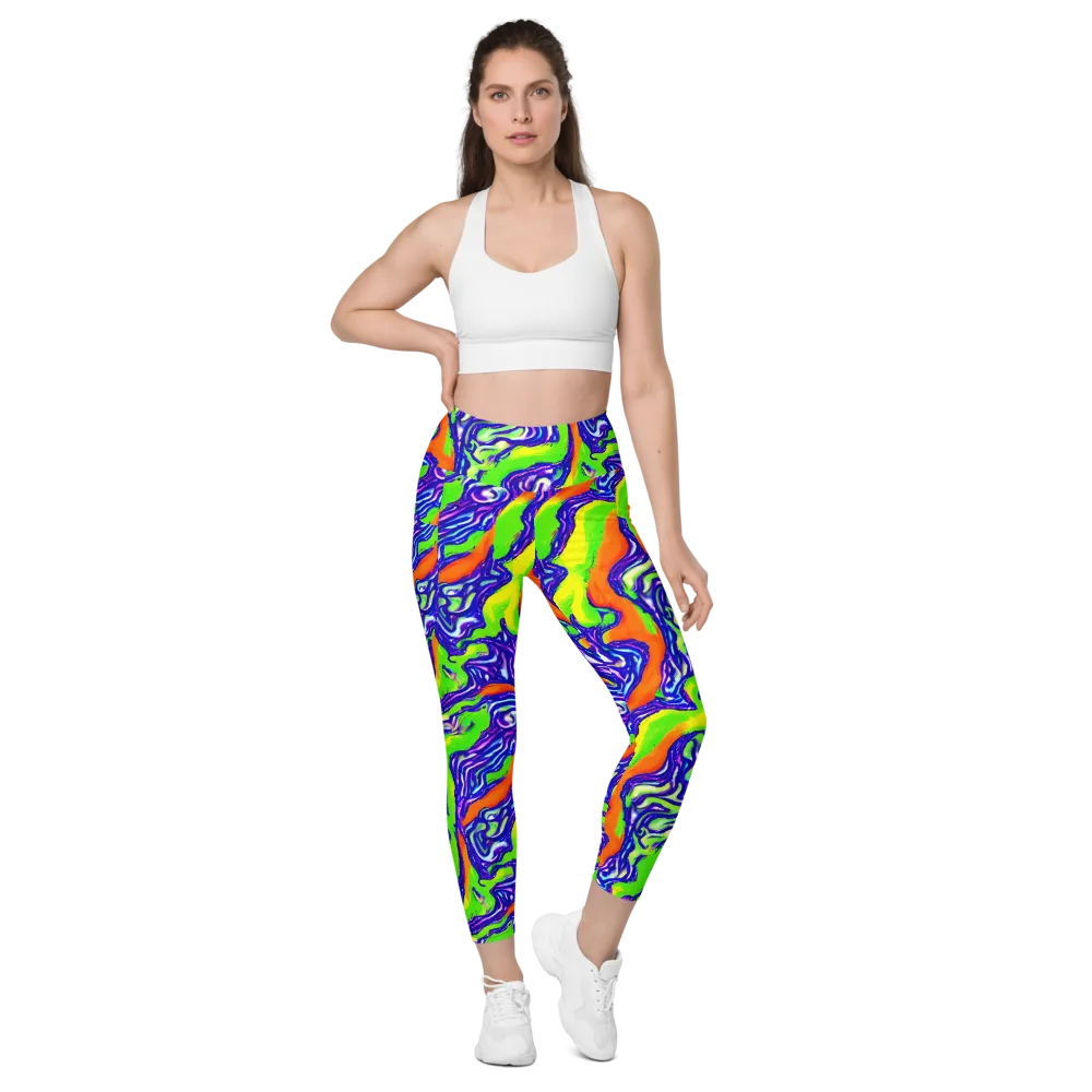 Psychic Marbling on Leggings with Pockets — Front