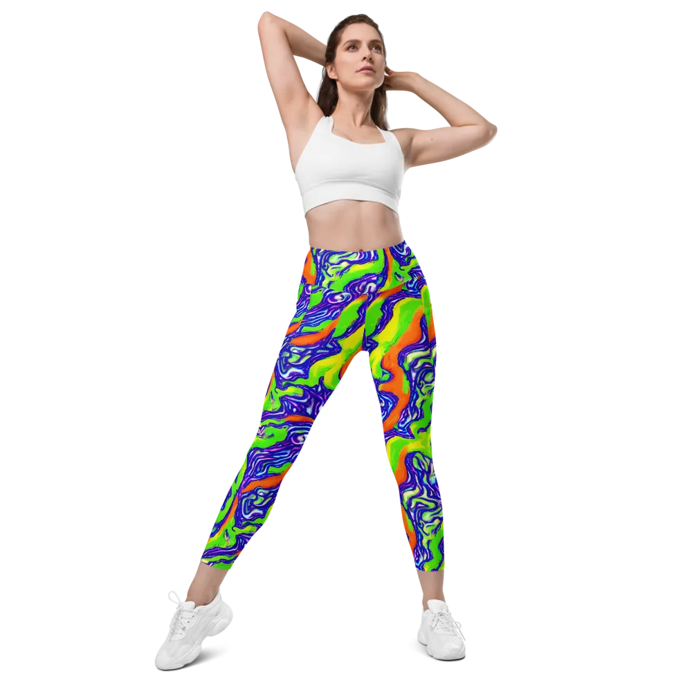 Psychic Marbling on Leggings with Pockets — Front