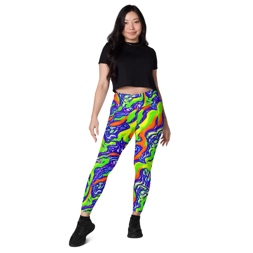 Psychic Marbling on Leggings with Pockets — Front