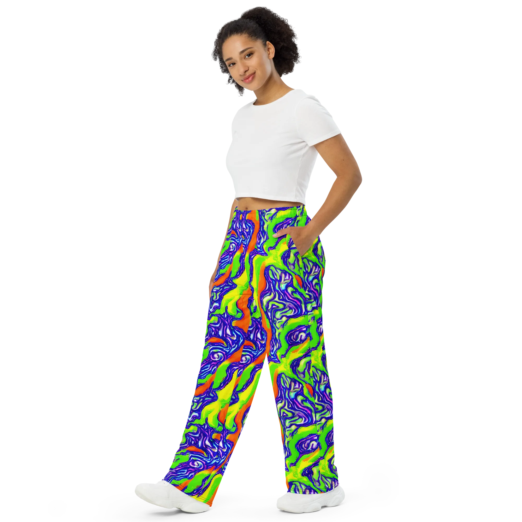 Psychic Marbling on Wide-Leg Pants — Left Front