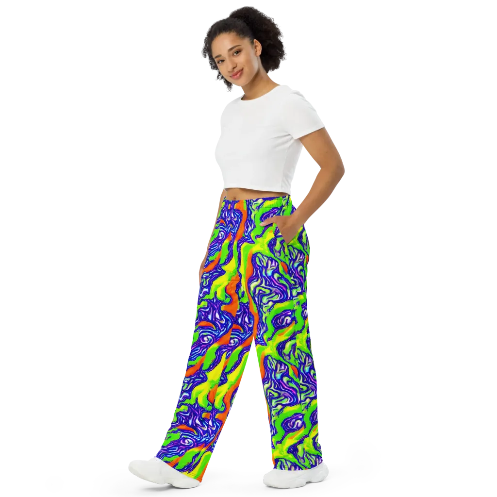 Psychic Marbling on Wide-Leg Pants — Left Front