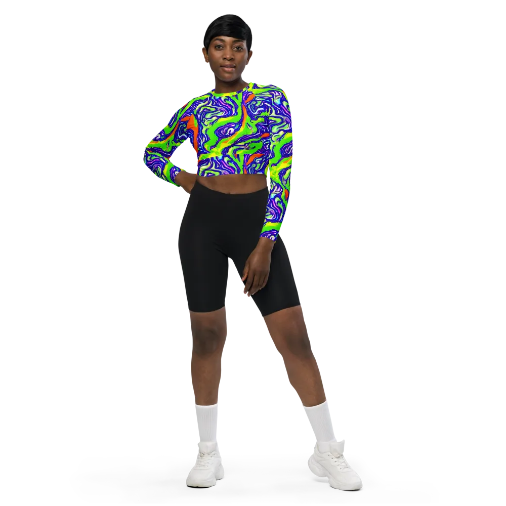 Psychic Marbling on Long Sleeve Crop Top — Front