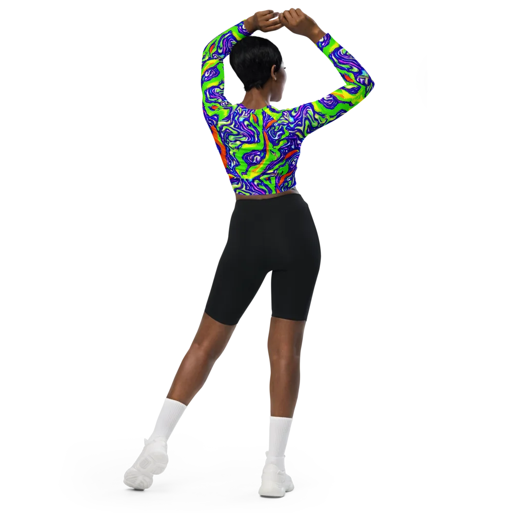 Psychic Marbling on Long Sleeve Crop Top — Back