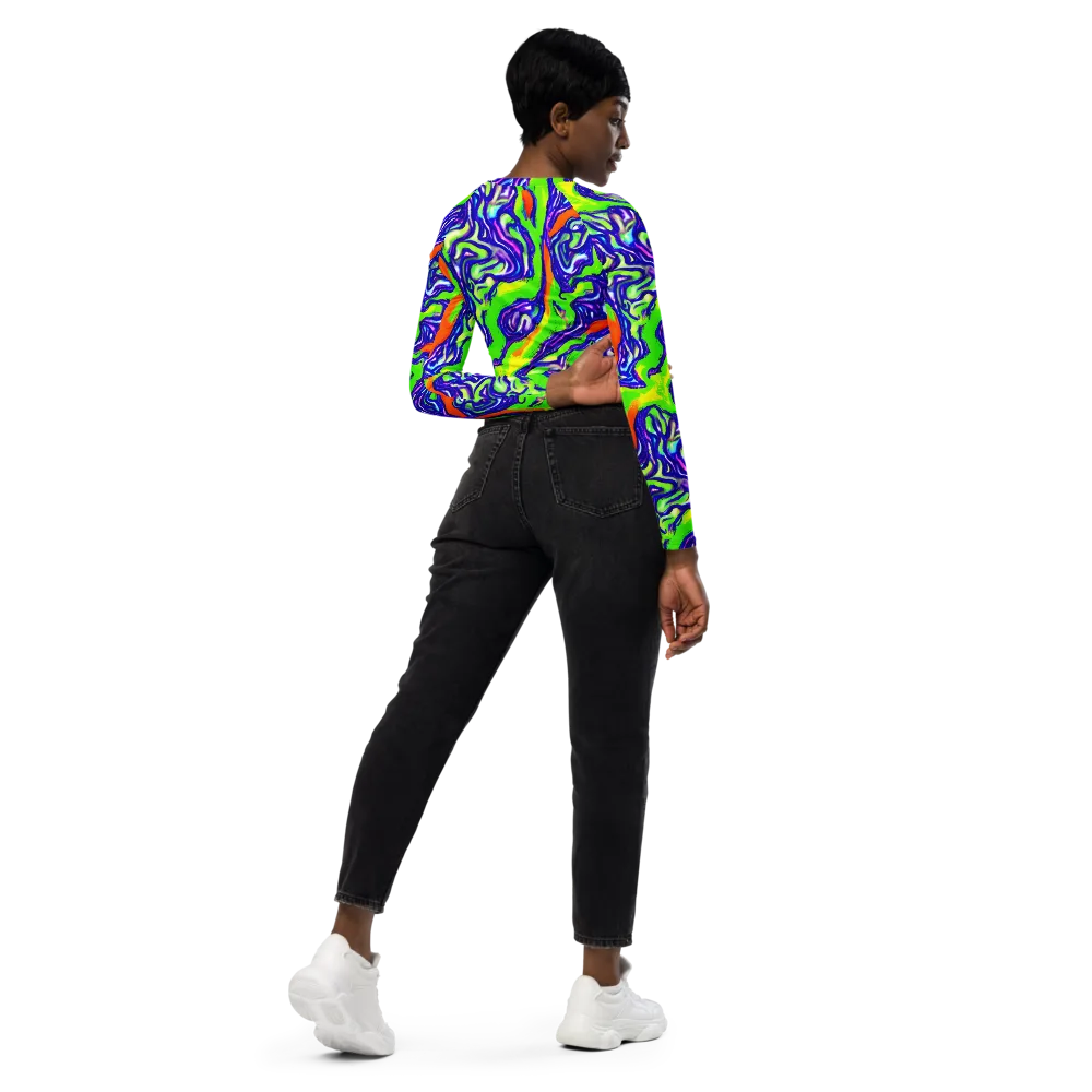 Psychic Marbling on Long Sleeve Crop Top — Right Back