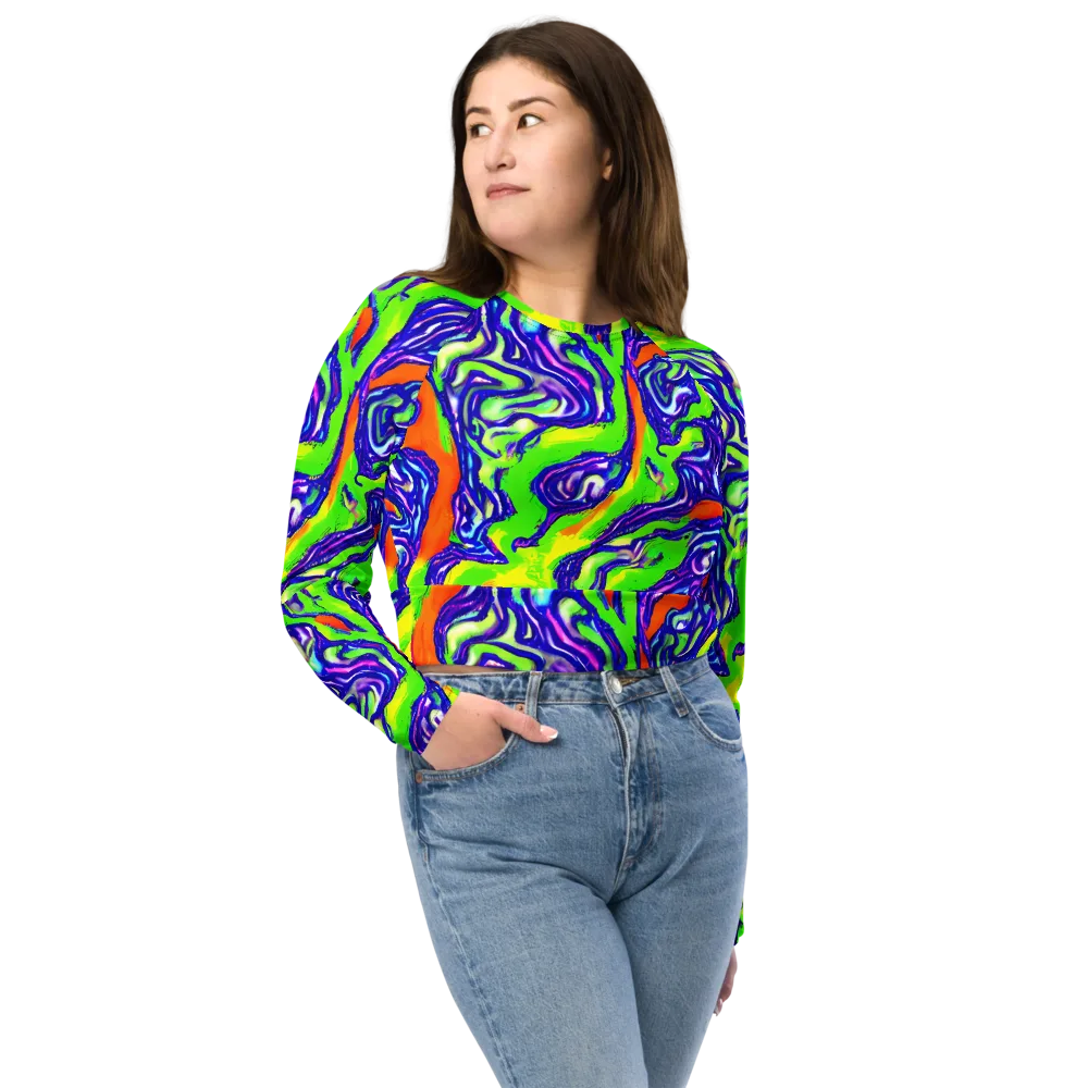 Psychic Marbling on Long Sleeve Crop Top — Front