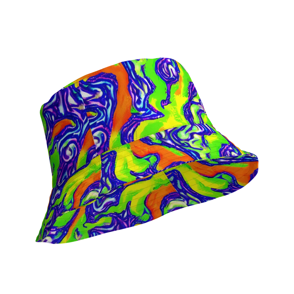 Psychic Marbling on Reversible Bucket Hat — Product details Outside