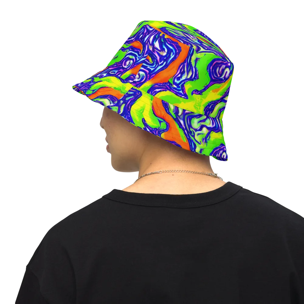 Psychic Marbling on Reversible Bucket Hat — Back Inside