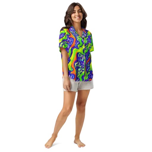 Psychic Marbling on a Women's Short Sleeve Pajama Top