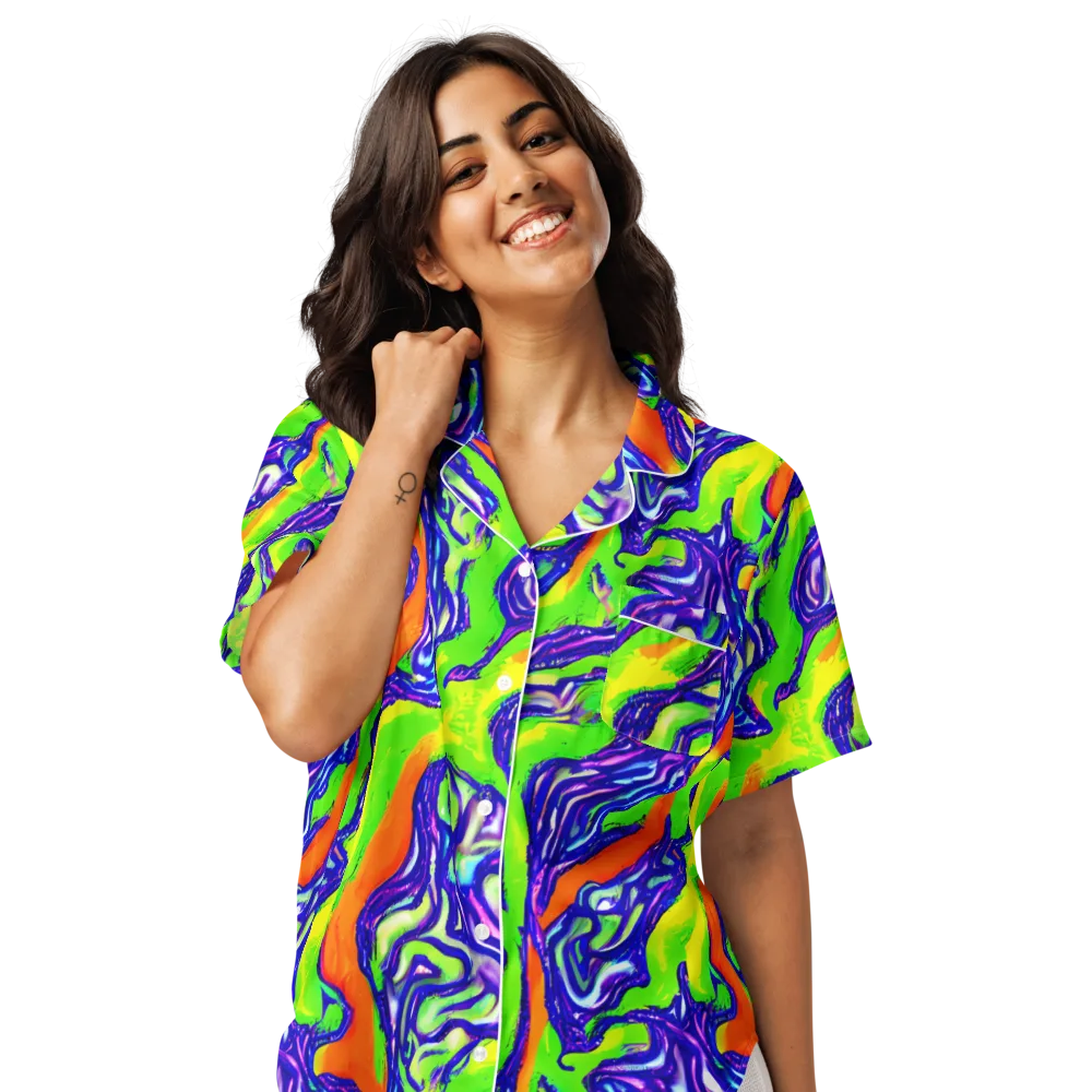 Psychic Marbling on Women's Short Sleeve Pajama Top — Front