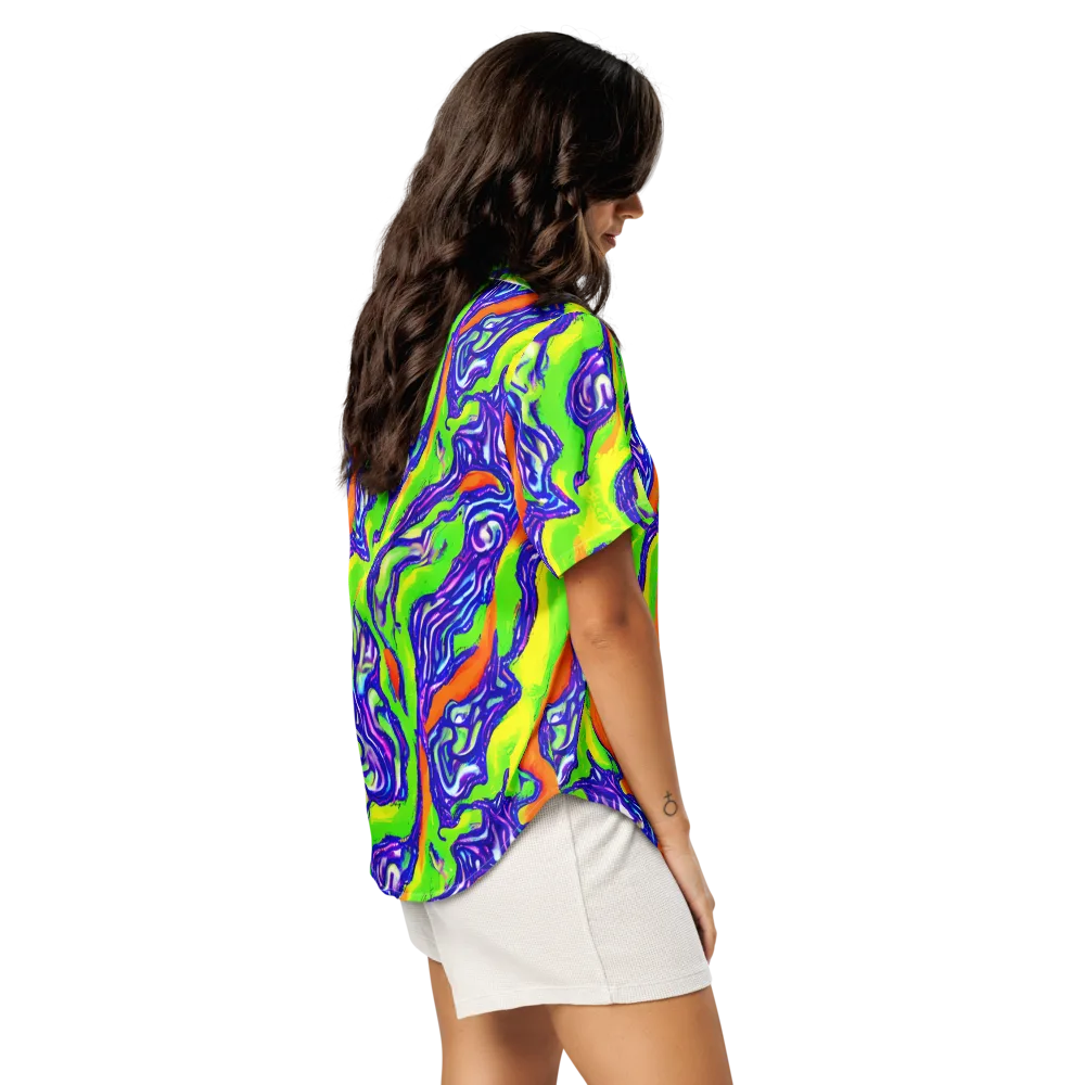 Psychic Marbling on Women's Short Sleeve Pajama Top — Right Back