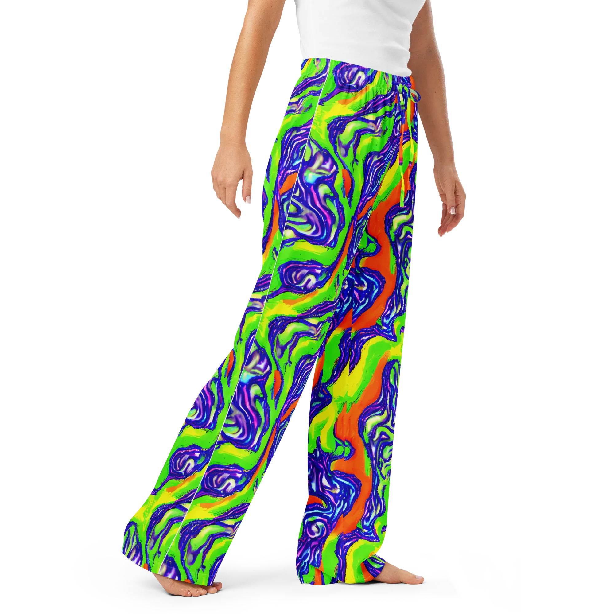Psychic Marbling on Women's Pajama Pants — Right Front