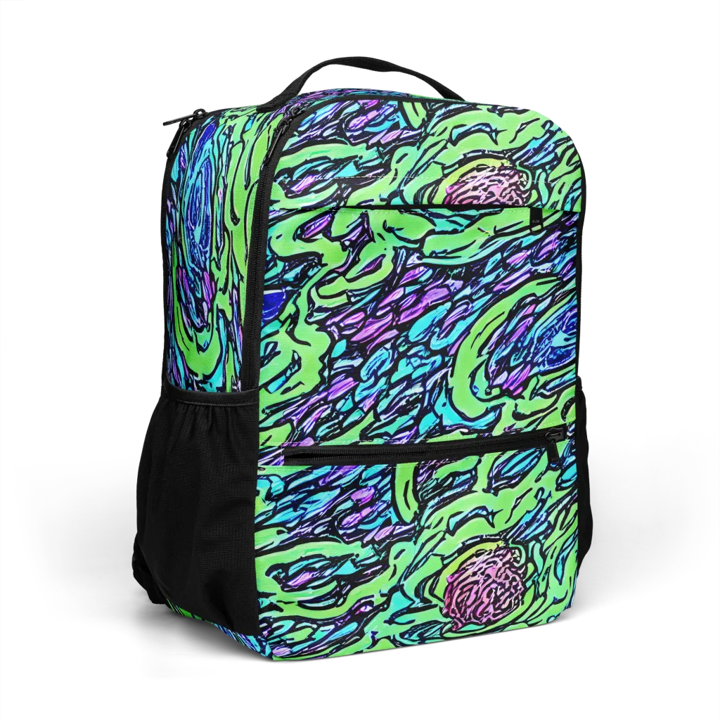 Neon Bloom Current on Utility Backpack — Right Front