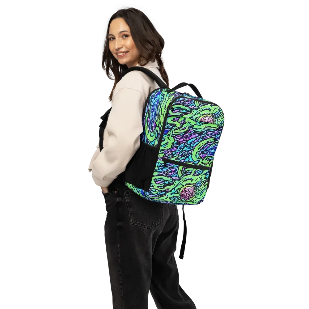Neon Bloom Current on Utility Backpack — Back