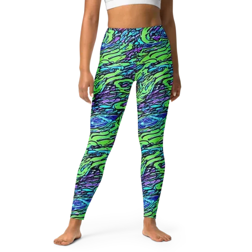 Neon Bloom Current on a Yoga Leggings