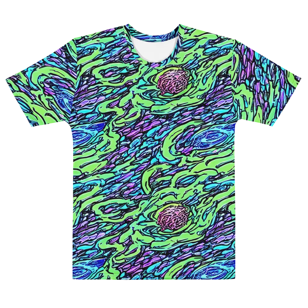 Neon Bloom Current on Men's Cotton Crew Neck T-Shirt — Front