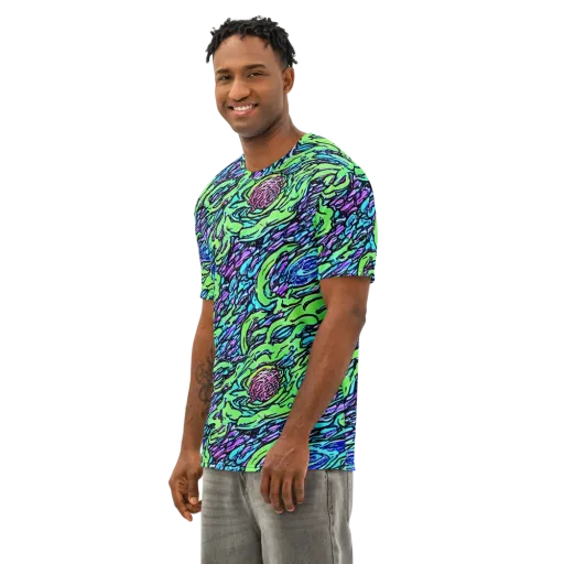 Neon Bloom Current on a Men's Cotton Crew Neck T-Shirt
